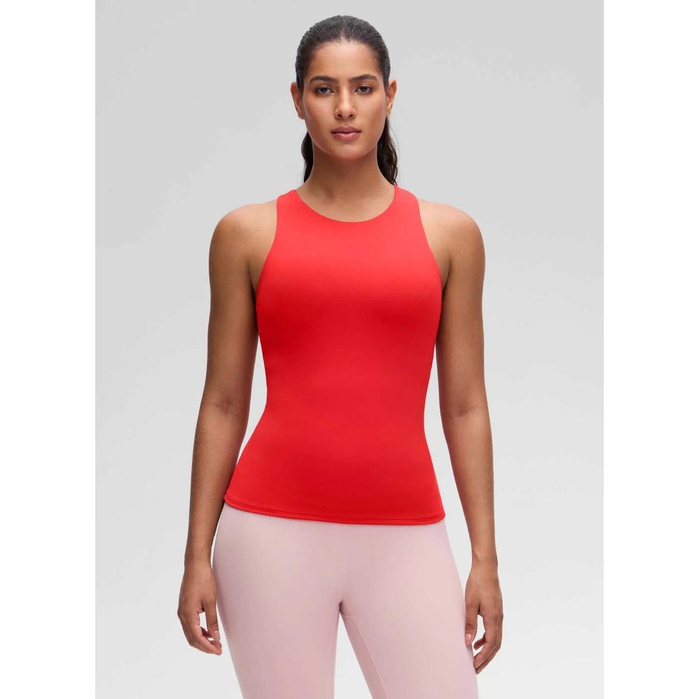 CRZ Yoga Butterluxe Built in Bra Scoop Neck Tank Red Womens Medium Slimming Soft